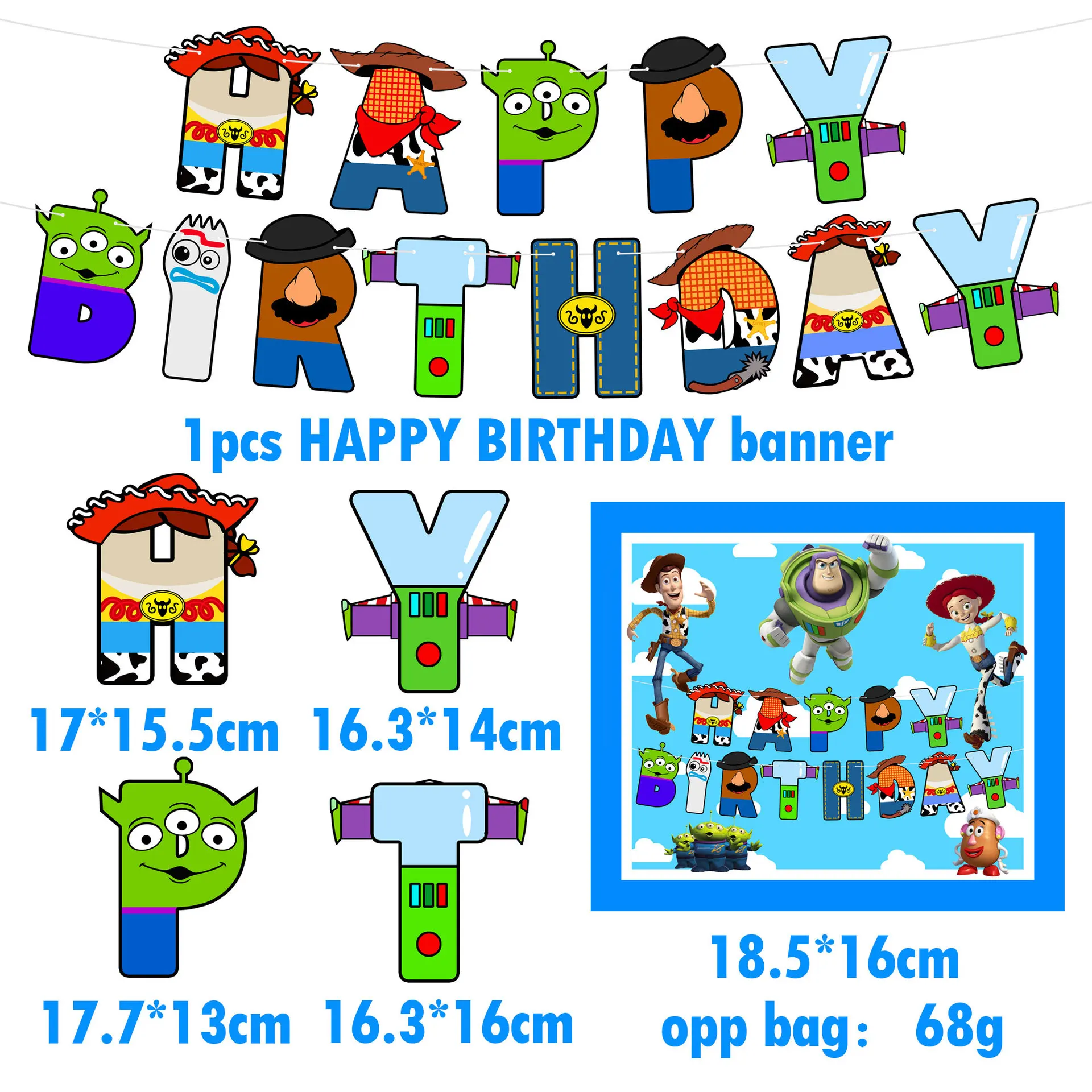 2022Hot Cartoon Toy Story Themed Banner Latex Balloon Set Cake Plugins Happy Birthday Kids Decorate Party Supplies