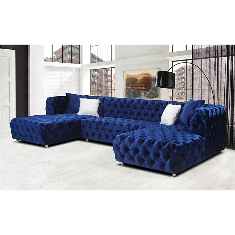 velvet upholstery fabric sofa set living room furniture chesterfield couch