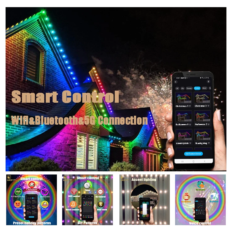 Twinklight Outdoor House Halloween Christmas Lights 2700K-6000K Rgb & Rgbw Smart LED Pixel Permanent Light Guide