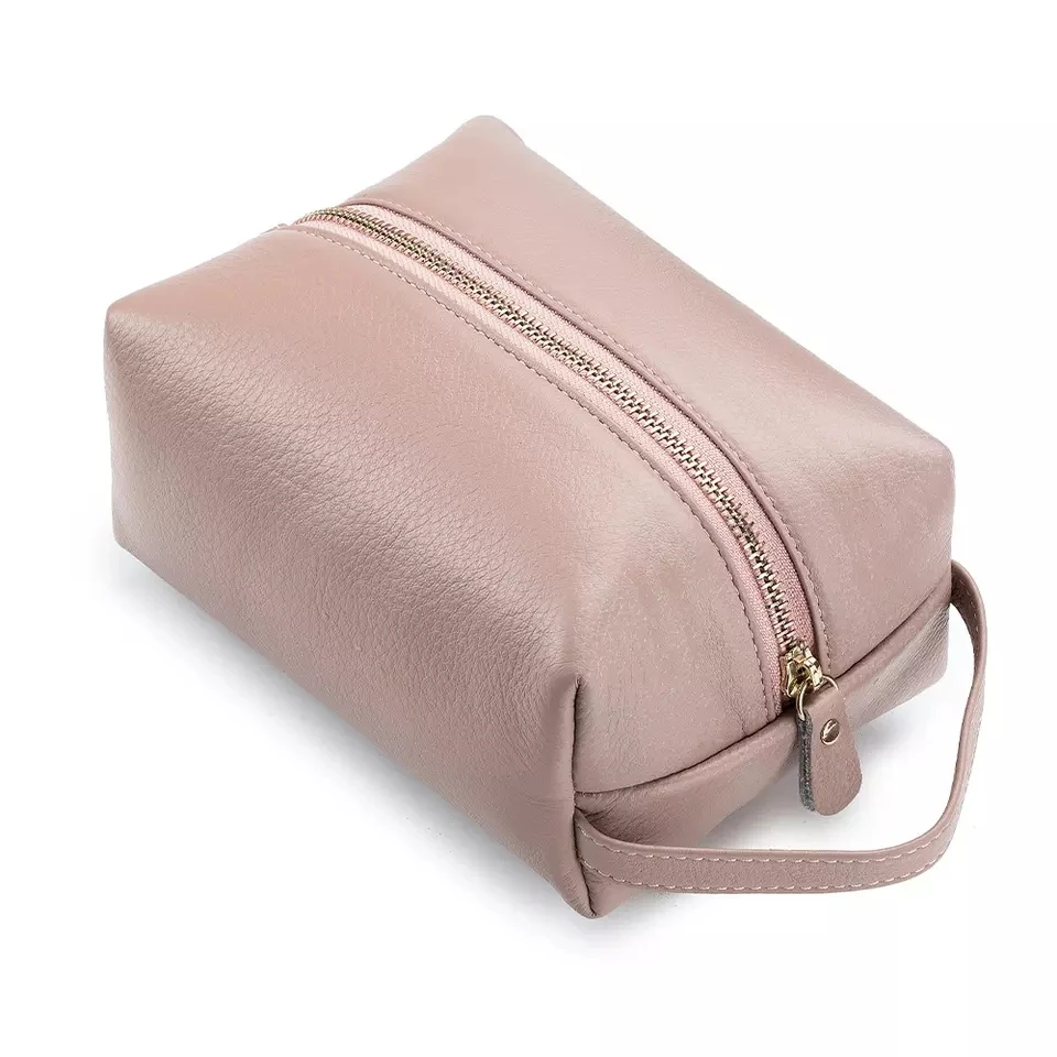 New style Genuine Leather Pouch Toiletry Bag Travel Dopp Kit cosmet bag case makeup bag For Men Women