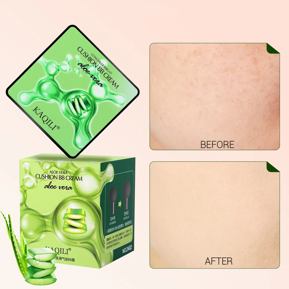 Kaqili Aloe vera air cushion BB cream nasroom puff  full coverage liquid foundation  waterproof  makeup  BB cream cushion powder