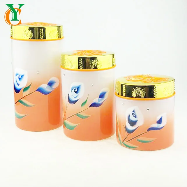 
handpainting glass jar 750ml 1200ml 1700ml/26OZ 42OZ 60OZ whole round glass container for food glass candy jar 