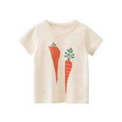 Custom New Children Summer Round Neck 100% Cotton Short Sleeve White Color Cute Cartoon Tee Shirts Child Girl T Shirt For Kids