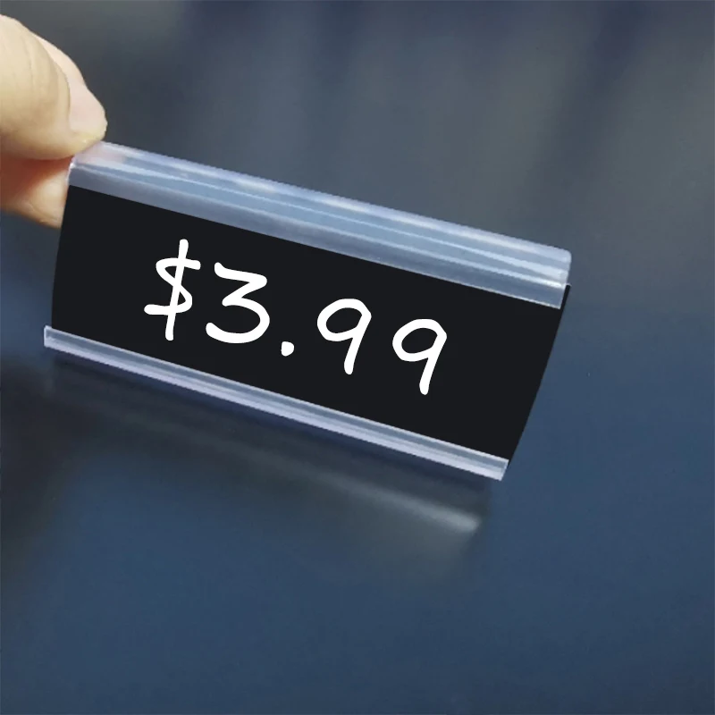 Clear Plastic Label Holders Sign Display Holder Price Tag Label Clip for Retail Price Ticket Tagging Merchandise Shopping Mall