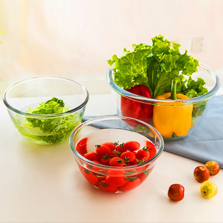 High Borosilicate Microwave glass salad bowl Mixing Bowls Set for Kitchen Baking Prepping Serving and Storage