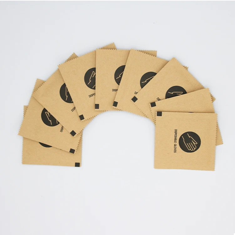 PE Clear Color Plastic Polythene  Wholesale Kraft paper packaging Individually wrapped Disposable Glove Plastic Gloves