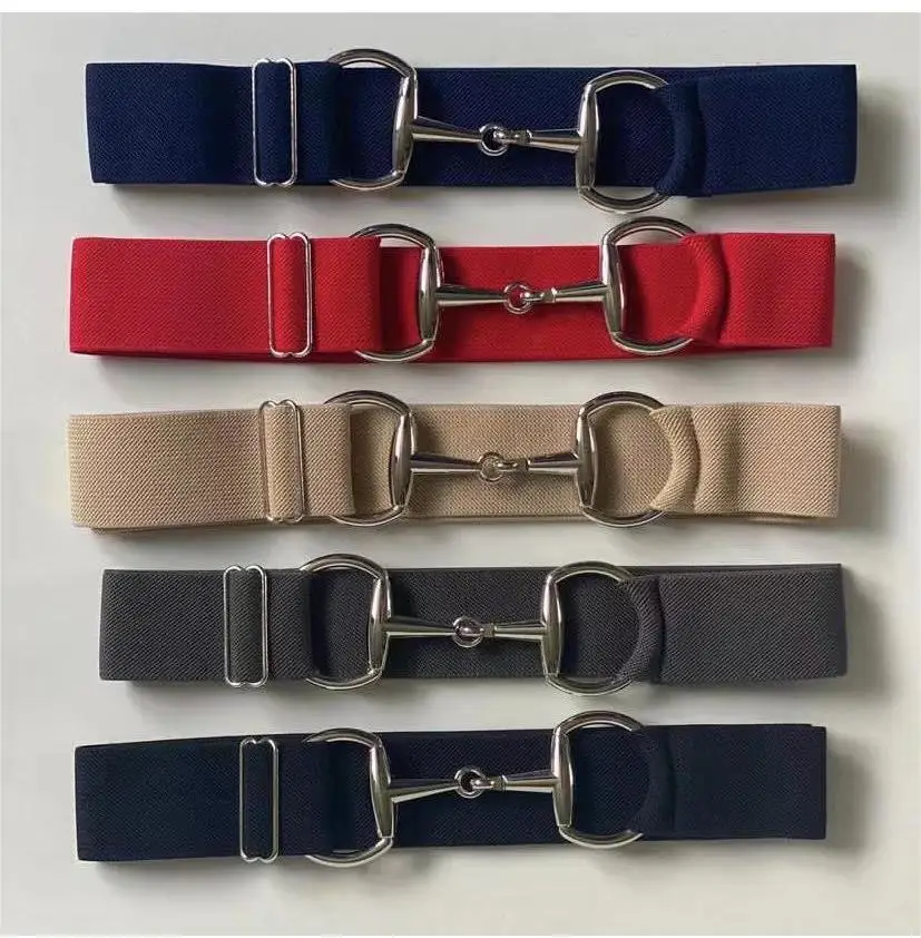 1.75 INCH Gold Horse Snaffle Bit Buckle Equestrian Belt for Rider fabric Elastic Belt Ready to Ship STOCK