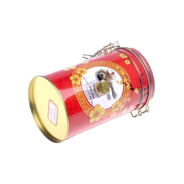 Custom round airtight coffee bean metal tin canister container storage packaging loose leaf tea tin can jar with latch lock