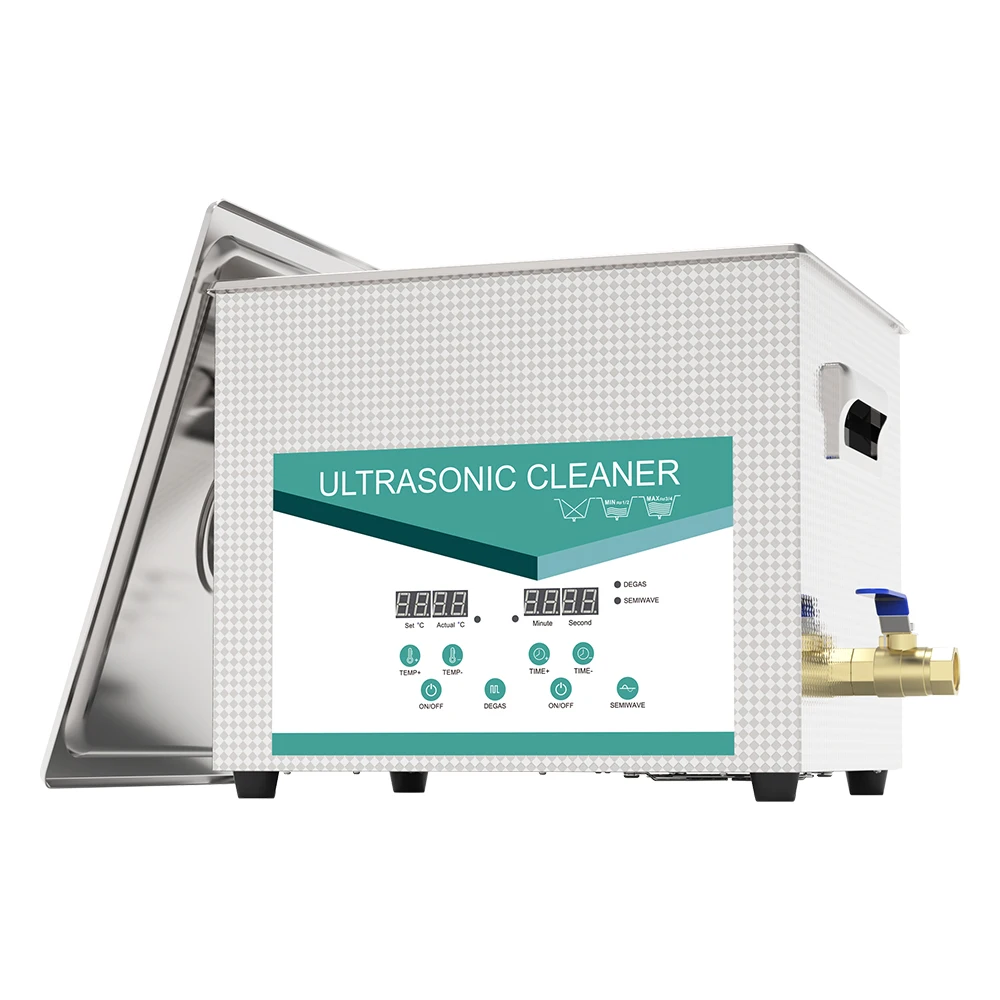 For pcb metal parts washing ultrasound  sonic cleaning equipment 10L with drainage heater 300w degas function