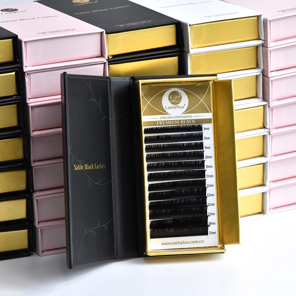 LashPlus Supplier Korean PBT Custom Private Label Faux Mink Individual Volume Classic Cashmere Eyelash Extension