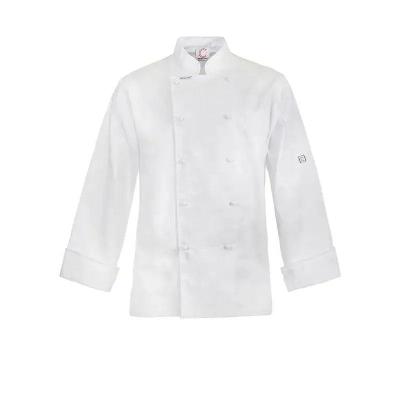 Hot Sale Cook Uniform TC 80/20 Hotel Uniforms 80% Poly 20% Cotton Long Sleeve White Chef Jacket For Men Women
