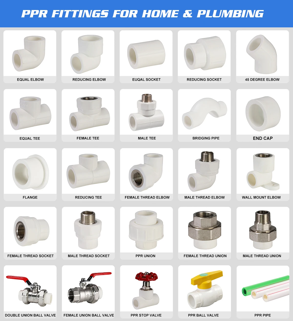 wholesale ppr pipe fittings plumbing pipes ppr accessories ppr plastic water pipes fittings