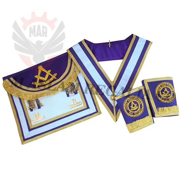 Scottish rite WM Apron set | Custom made Provincial Apron | Collar | Sash | Cuff Gauntlets