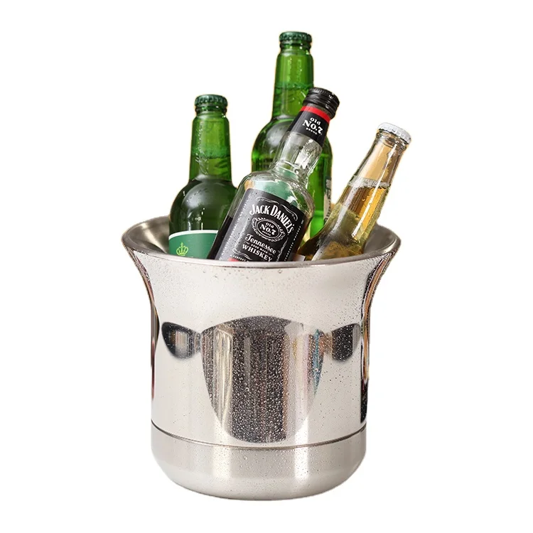 
Factory Direct 1.3L Small Double Wall Insulated Metal Stainless Steel Wine Beer Ice Bucket 