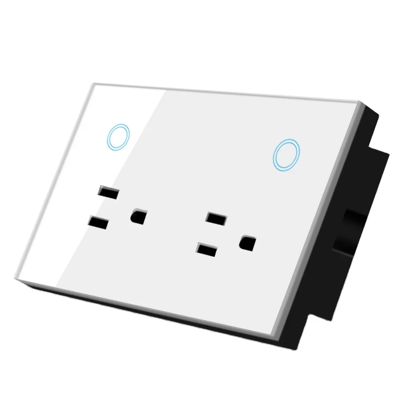 LTIOT Wholesale Tuya Smart home Glass Panel Wifi Smart Switch Touch Light Wall US wireless 2 gang smart Switch for google home