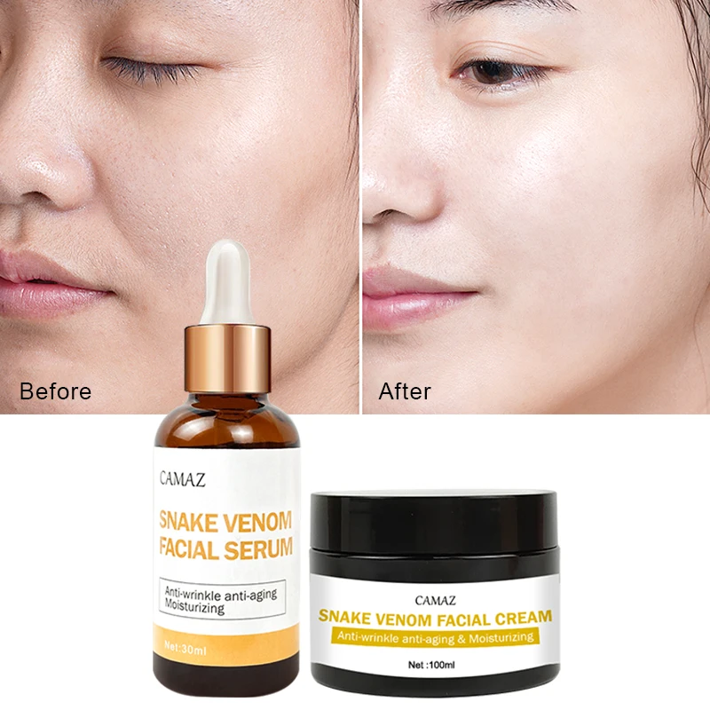 CAMAZ Snake Venom Peptide Facial Skin Care Sets  Dark Spot Removing Anti-aging Face Cream Face Serum