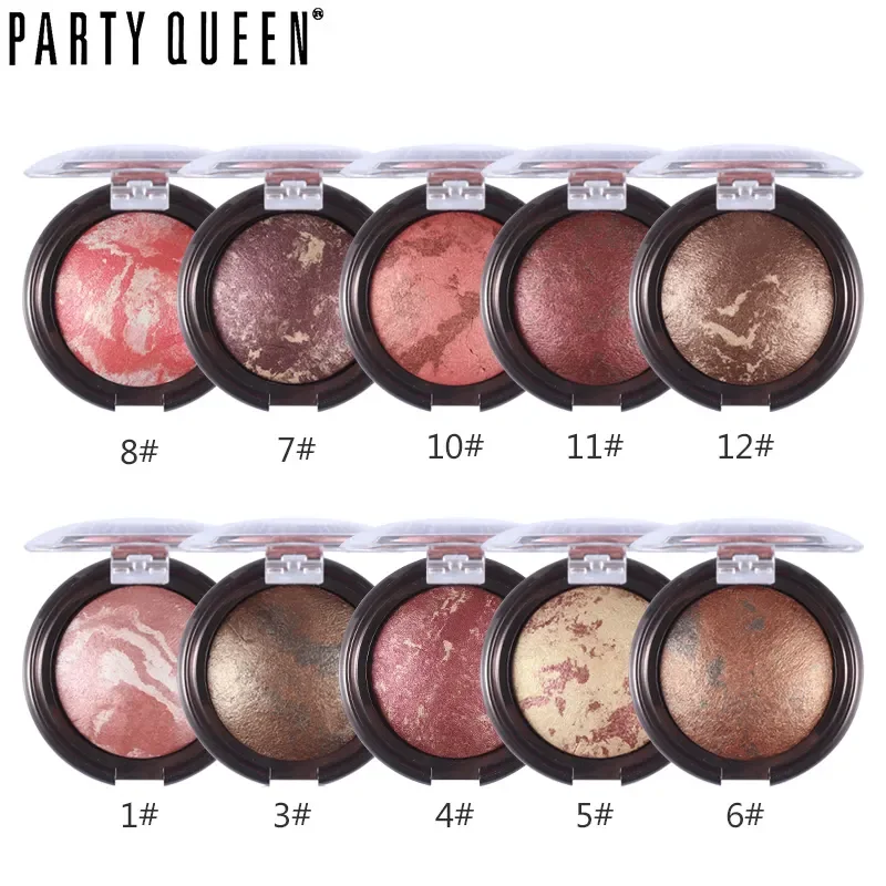 PARTYQUEEN Pressed Powder Makeup Mineral baked Powder Matte Blusher Bronzer Factory Dropshipping Blush