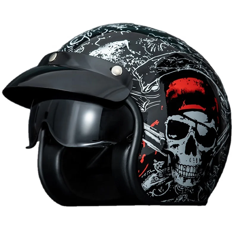 
 2021 индивидуальный мотоциклетный шлем Casco Para Moto с изображением черепа монстра и открытым лицом, производство Китай  
