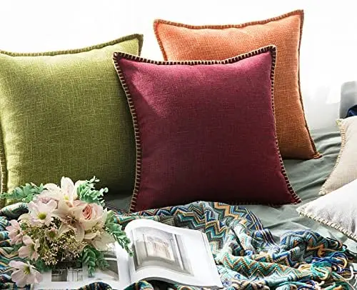 Factory Directly Wholesale Linen Cushion Covers Decorative Linen Throw Pillow Cover Farmhouse Pillow Cushion for Home Decor Sofa