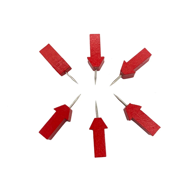 50 Pcs Free Sample Wooden Pushpin Novelty Arrows Shaped Map Pins Guide Pin For Travel Hanging Art Picture Photo