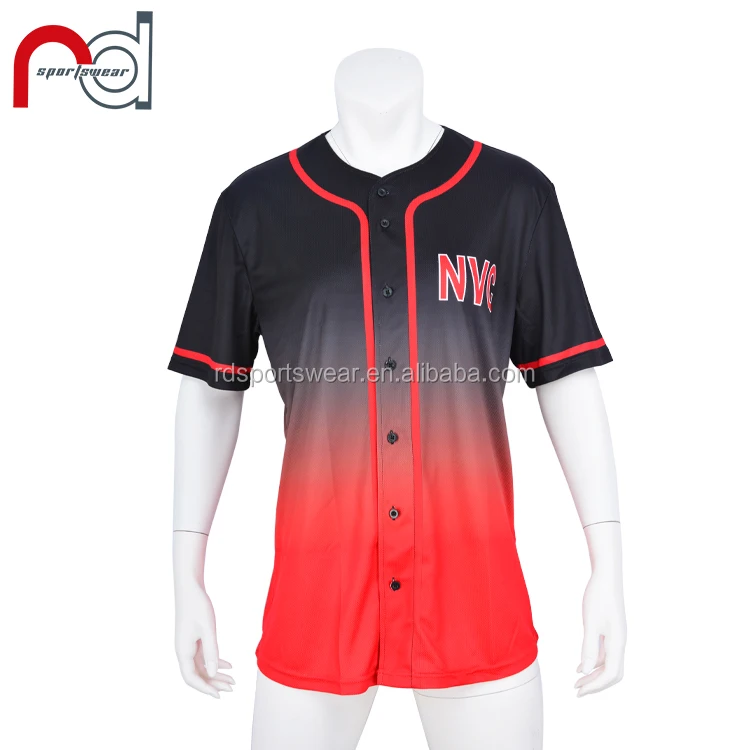 Popular custom black and red striped baseball jersey shirts wholesale training baseball uniform shirt