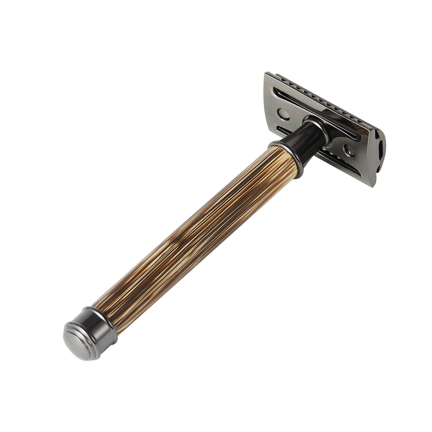 Natural Bamboo Safety Razor with Gun Metal Razor Head