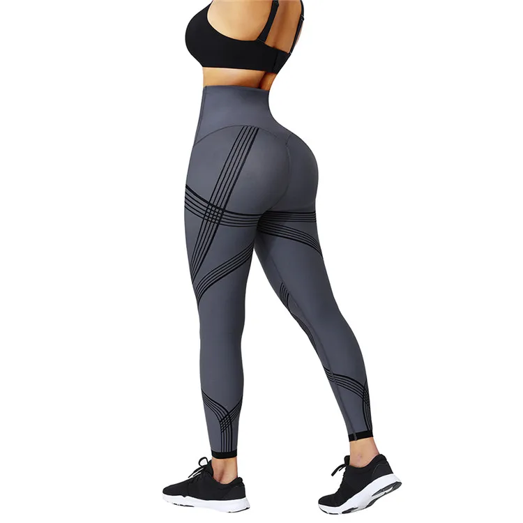 HEXIN Wholesale Tight Elasticity 3D Printing 2 In 1 Compression High Waist Tummy Trimmer Butt Lifter Jogging Wear Yoga Pants