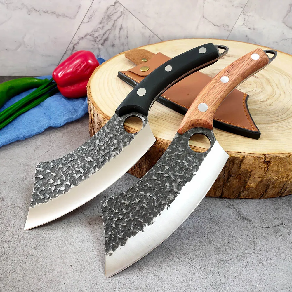 Wholesale Chopping Bone Meat Cleaver Boning Chef Carbon Steel Butcher Knife Chopper For Outdoor Camping BBQ