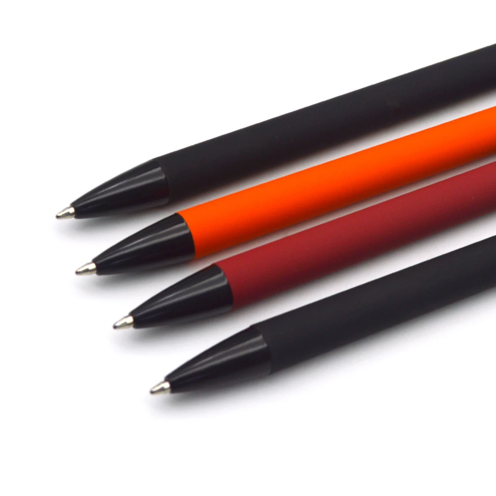 Cheap promotional aluminum ball pen custom logo pen with black plating parts.