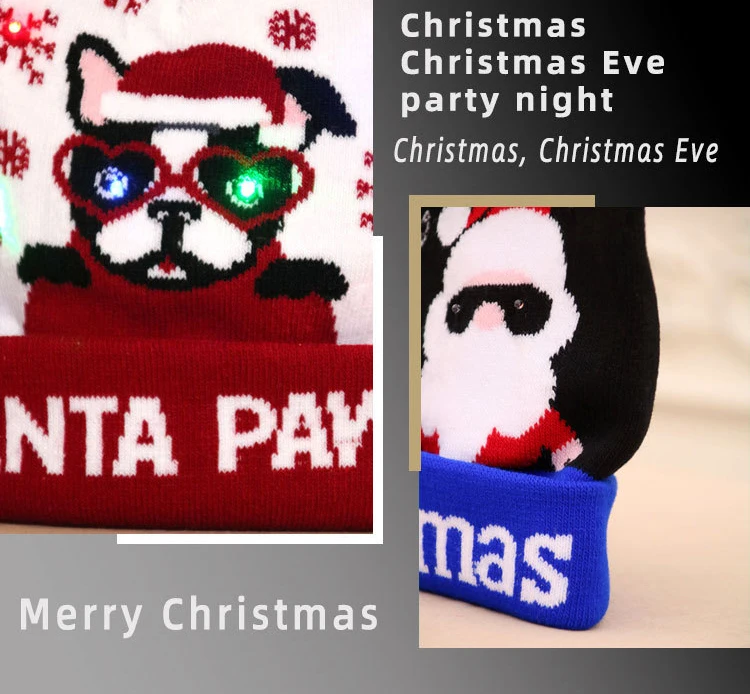 Оптовая продажа, рождественские украшения, Новогодняя светодиодная светящаяся фетровая детская Рождественская шляпа, шапка Санты с подсветкой