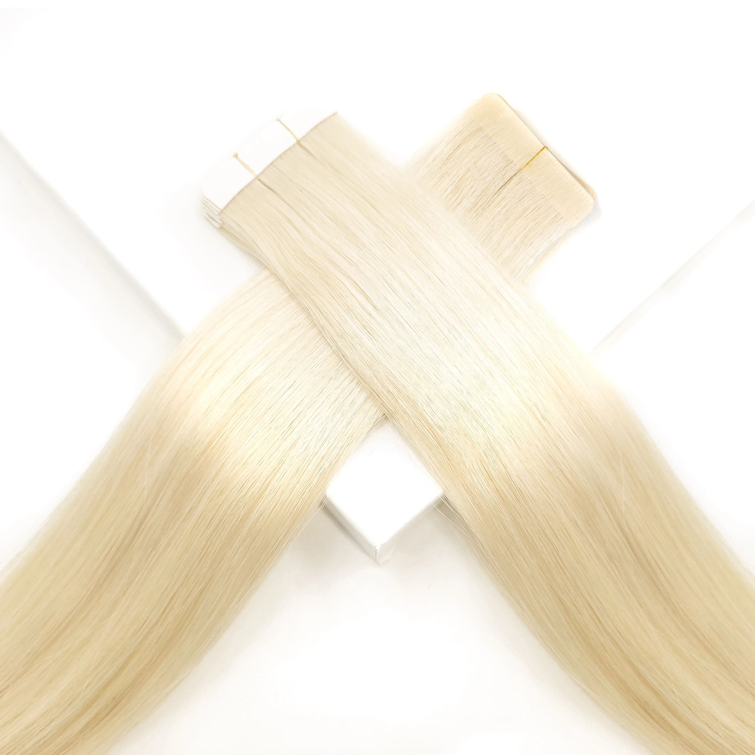 Wholesale Ombre Blonde Virgin Russian Hair Extensions Remy Invisible Keratin Double Drawn Pu Tape Hair Extension Human Hair