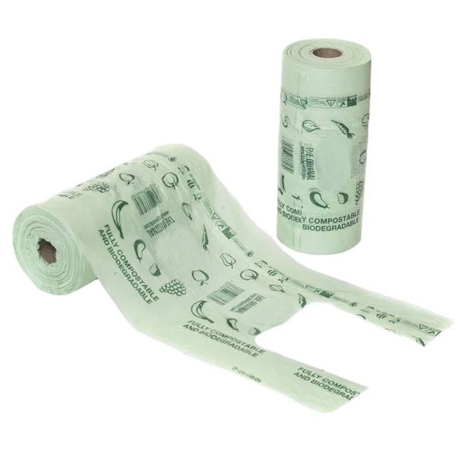 Fashion wholesale 100% biodegradable sustainable cornstarch household kitchen food waste  compostable easy tie handle trash bags