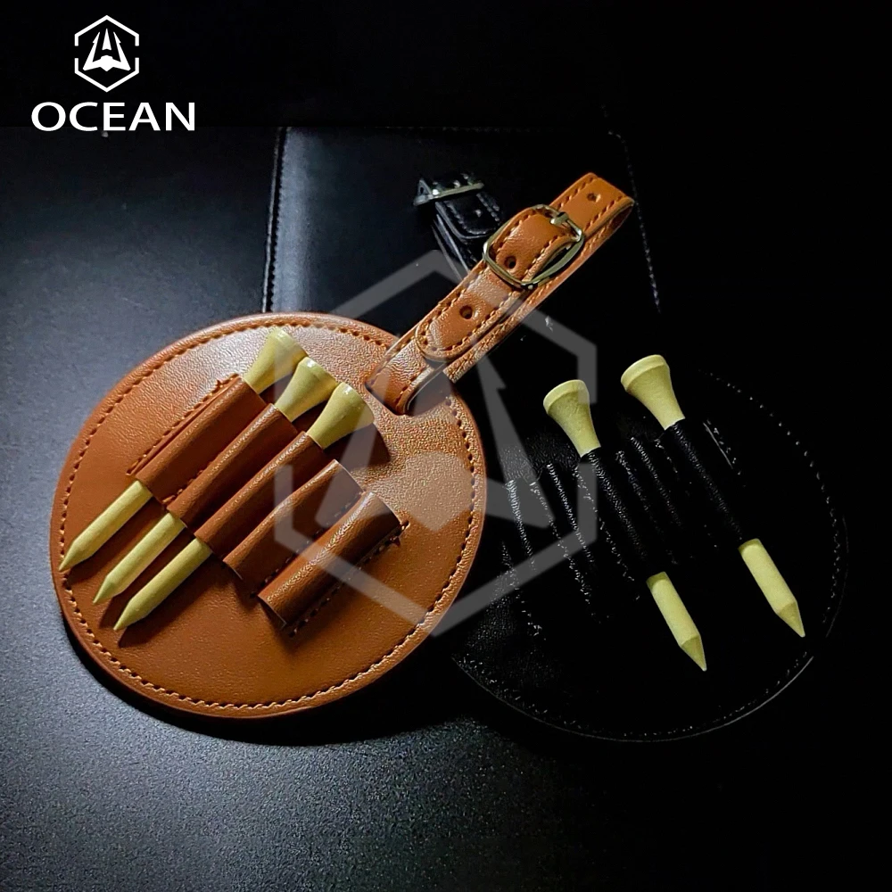 Factory Personalized Leather Golf Tee Holder Set Tag Golf Bag Tag Mens Good Gift for Dad