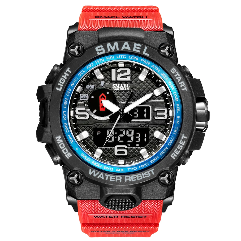 SMAEL 1545D Sport Style 5ATM Waterproof Luminous Digital Wristwatch Display Led Electronic Digital Men Watches