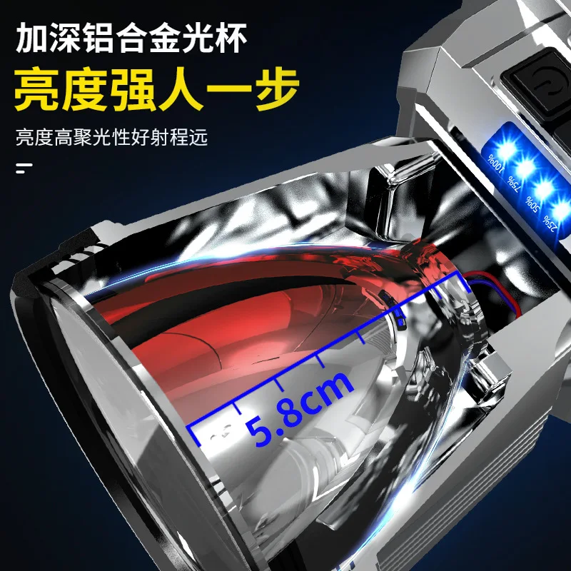 2024 новый мощный светодиодный USB-дисплей с зарядным дисплеем лазерный датчик зумом наружный Многофункциональный фонарь