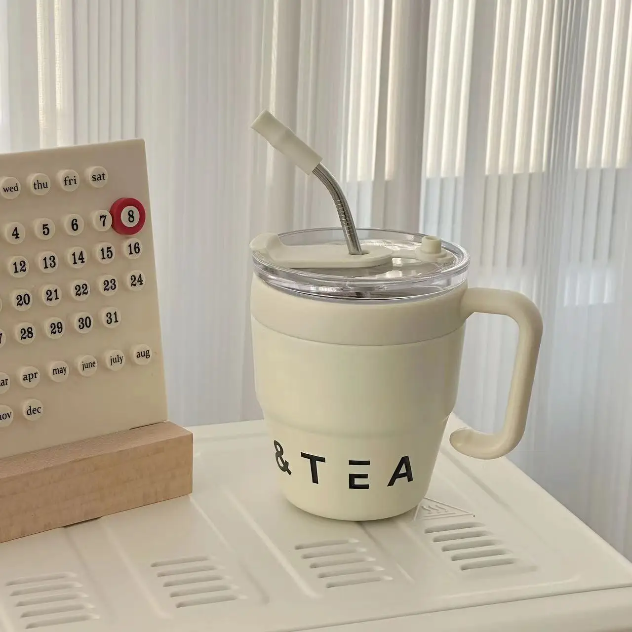 Cup Stainless Steel Straw Cup Double Drink Coffee Tumbler Cup Portable Mug coffee tumbler with handle and lid