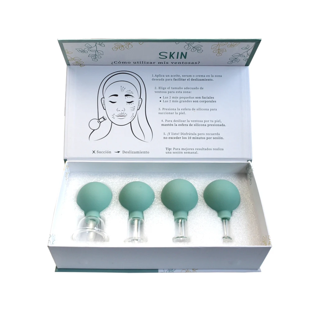4 Size Facial Cupping Therapy Set Glass for for Beauty Body Cup Lymphatic Fascia Massager