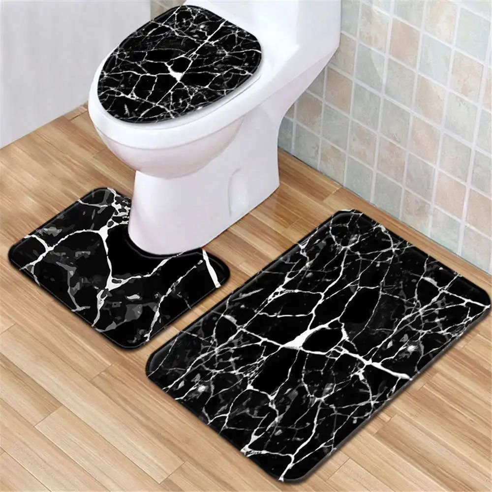 MU hot sales Long Life Toilet Floor Mat For Bathroom Microfiber Bath Shower Mat Set 3 Pieces Sets Non-slip Bath Mat Set