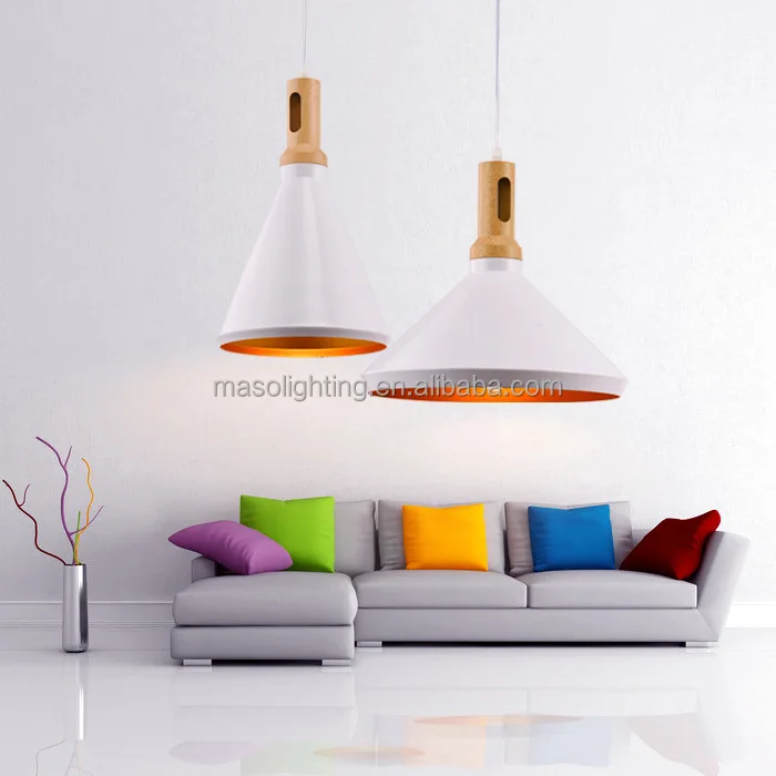 Modern Nordic Wooden Iron Chandelier Pendant Lamp Dinning Room Personality Wooden Lights Cone Novelty Ceiling Lights