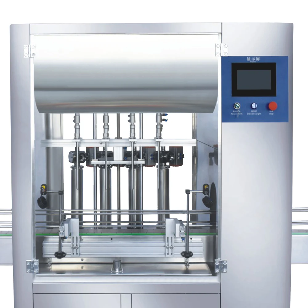 YK Four Head with Dust Cover Automatic Paste Gas Honey Cream Oil Soft Drink Beverage Water Bottle Filling Machine 0.4-0.6mpa 2m