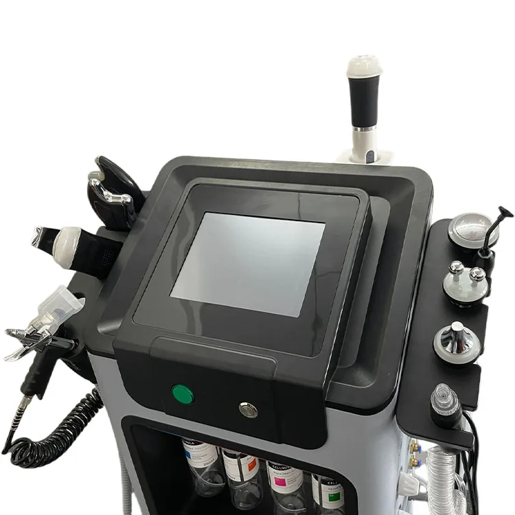 glowskin oxygen facial machine aqua hydra peeling dermabrasion silicone facial scrubber MDA tool face led rf cavitation machine
