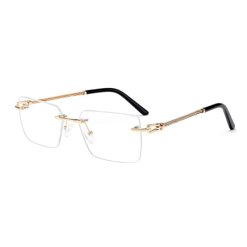 2024 hot selling product trendy metal frames for eye glasses square optics men women wholesale rimless glasses