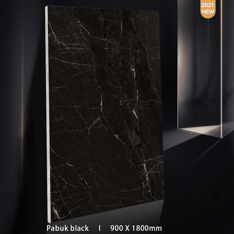 Black Pabuk Continuous Texture Six Patterns Interior Stone Marbles Ceramic Floor Glazed Polished Porcelain Modern 900*1800 Tiles