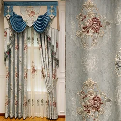 2022 high grade window popular jacquard embossed flower high embroidery fabric blackout luxury curtains for the living room