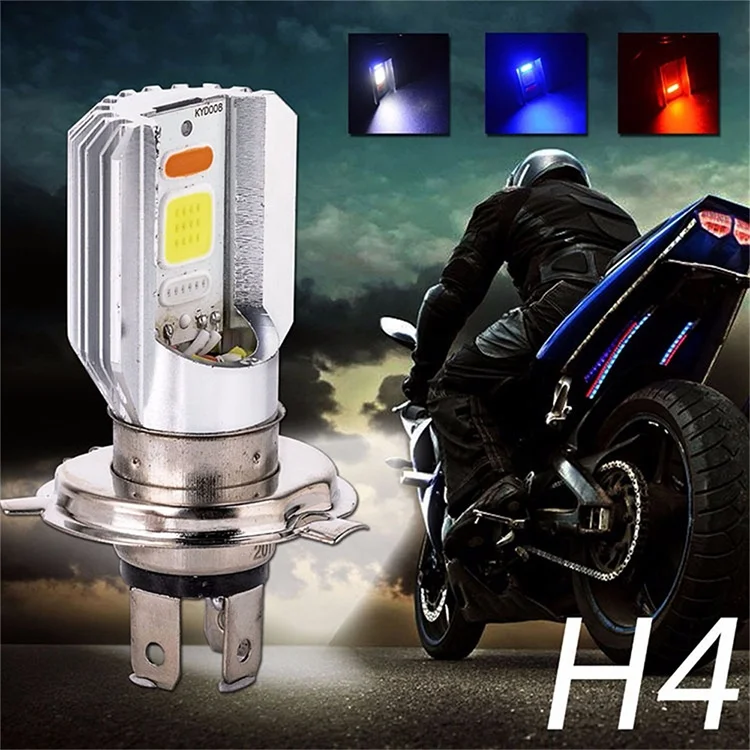 9-80V BA20D H6 H4 Motorcycle Headlight 3 Colors White/Red/Blue Strobe Flashing COB Chip 12W Electric Cars Driving Led Light