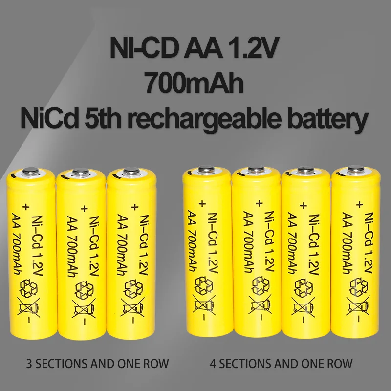 Factory No.5 Nicd rechargeable AA 700mAh 1.2V operated train battery toy car for kids nickel cadmium batteries