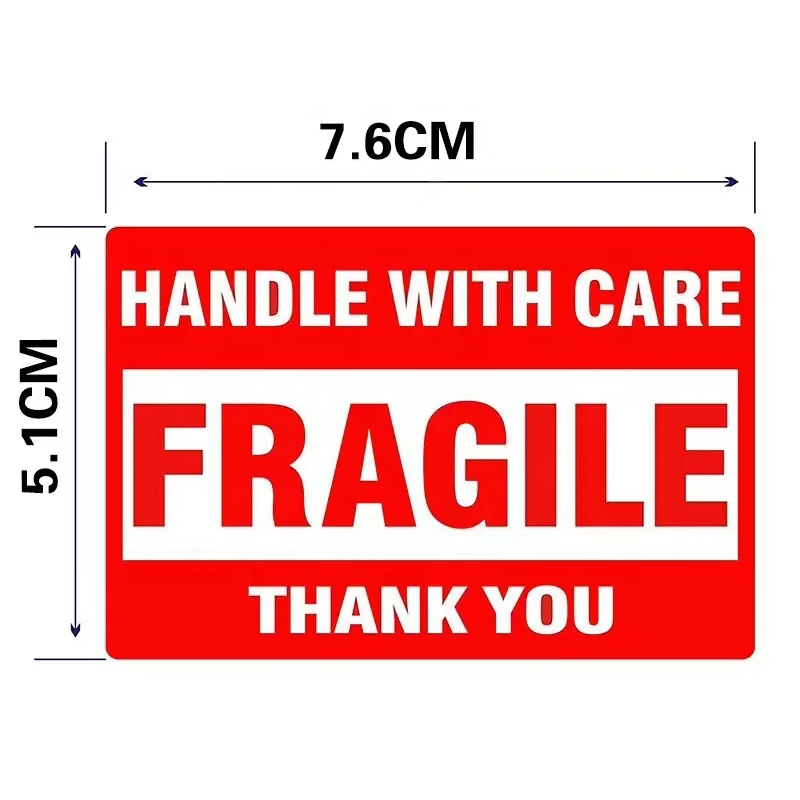Fragile Stickers 2' x 3' Fragile label sticker - Handle with Care - Thank You Shipping Labels Stickers 500 Labels/Roll
