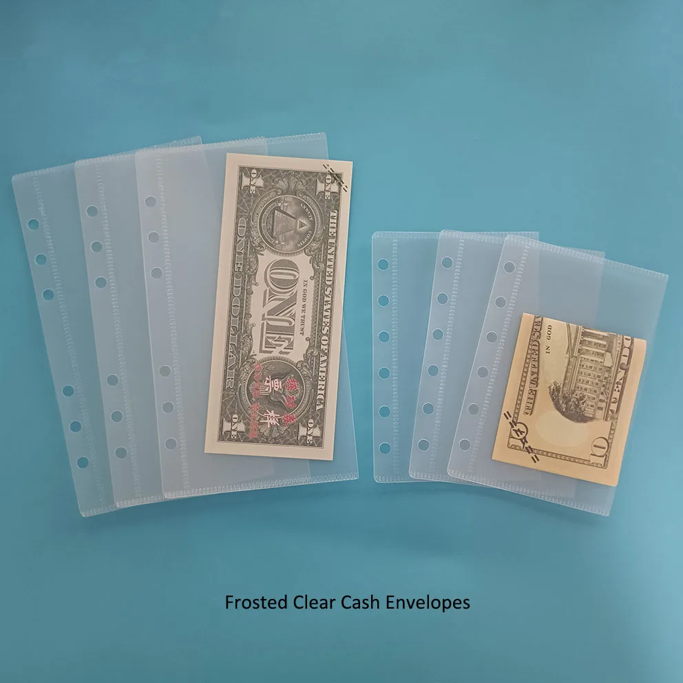 Custom Titiles Frosted Clear Zip-free Monthly Savings Challenge Envelope Mini Budget Binder Pockets Translucent Cash Envelopes