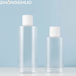 cosmetic 100ml 3.5oz Clear Plastic Pet Cylinder Bottle Lotion Bottle Toner Bottle With Electroplated Screw Cap