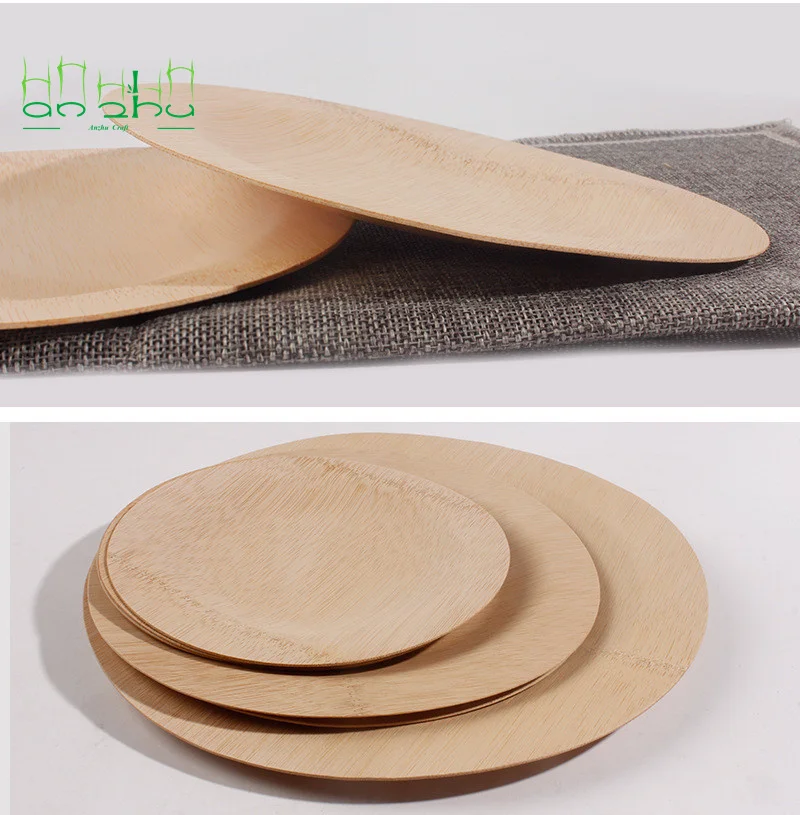 Romantic Disposable Biodegradable Areca Palm Leaf Wooden Bamboo Plate for Party